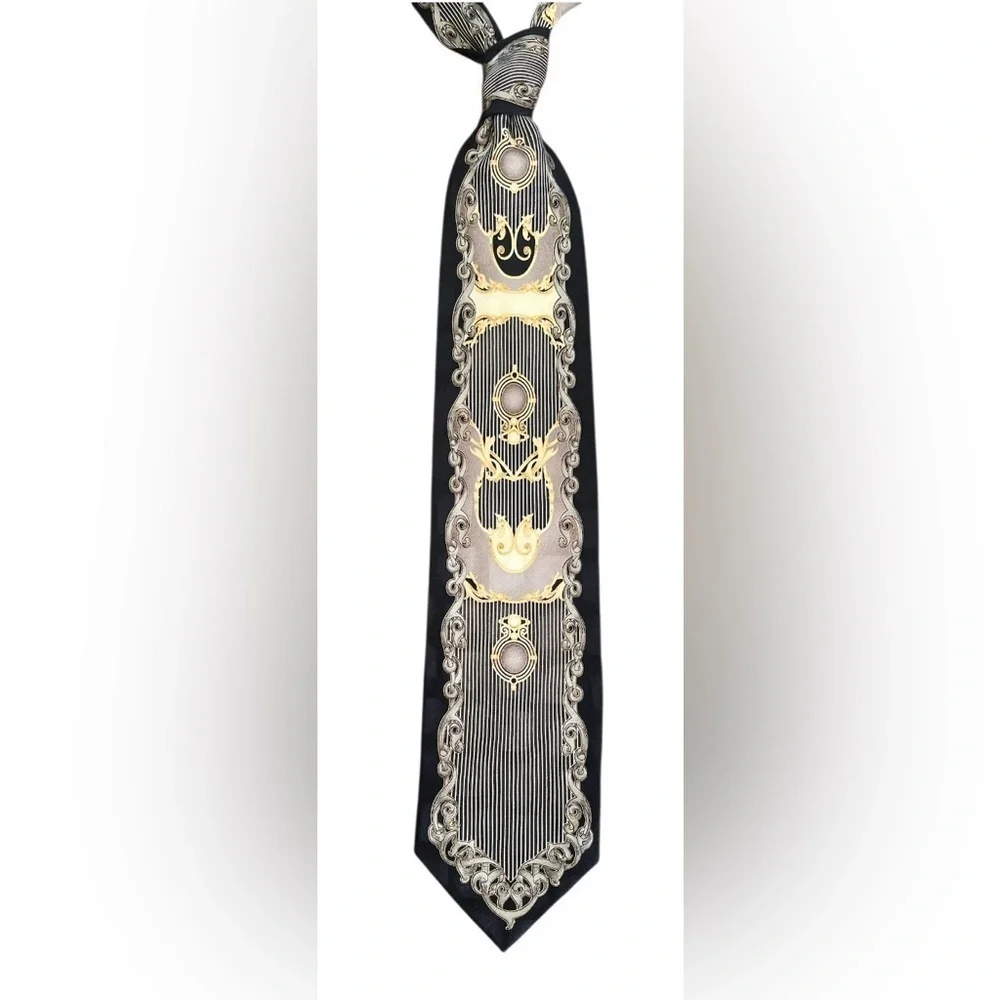 Luxurious Black and Gold Men's Tie